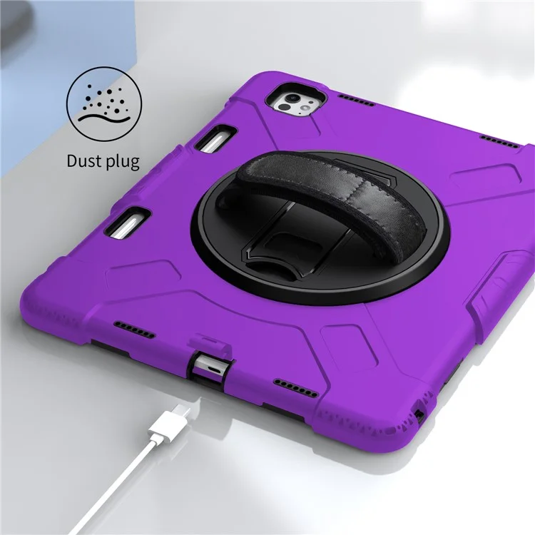 Para iPad Pro 13 (2024) Kickstand Case Capa à prova de choques com alça de ombro - Roxo