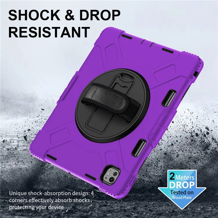 Para iPad Pro 13 (2024) Kickstand Case Capa à prova de choques com alça de ombro - Roxo