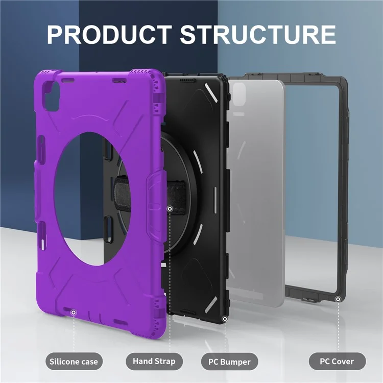 Para iPad Pro 13 (2024) Kickstand Case Capa à prova de choques com alça de ombro - Roxo