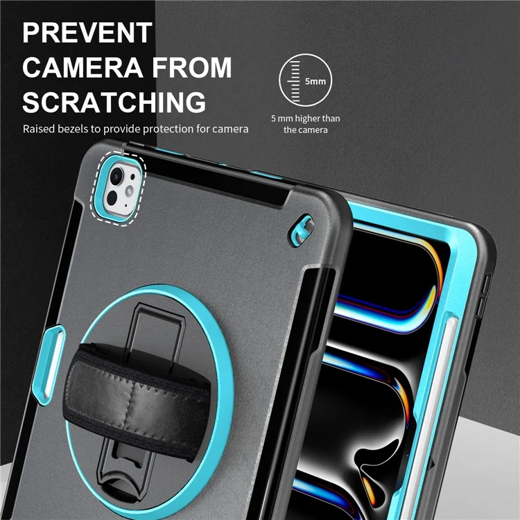 Per iPad Pro 11 (2024) Custodia con Supporto Slot per Penna PC + TPU Custodia Tablet con Tracolla - Verde Menta