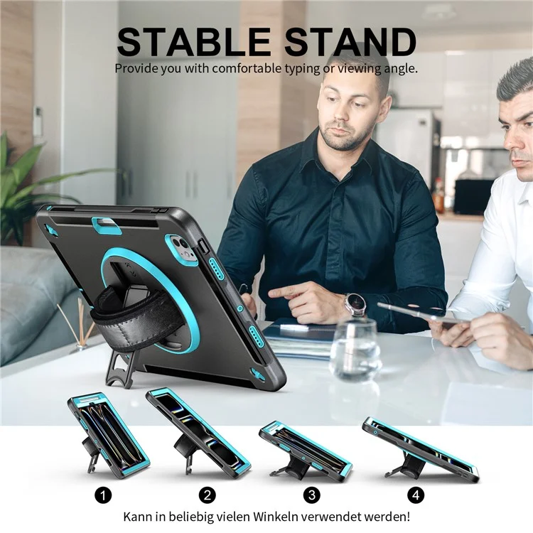 Per iPad Pro 11 (2024) Custodia con Supporto Slot per Penna PC + TPU Custodia Tablet con Tracolla - Verde Menta