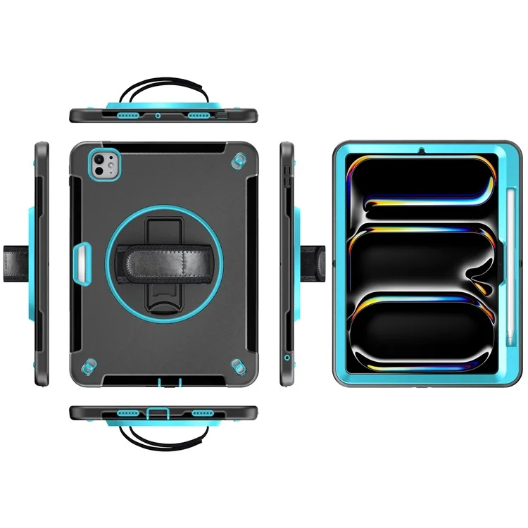 Per iPad Pro 11 (2024) Custodia con Supporto Slot per Penna PC + TPU Custodia Tablet con Tracolla - Verde Menta
