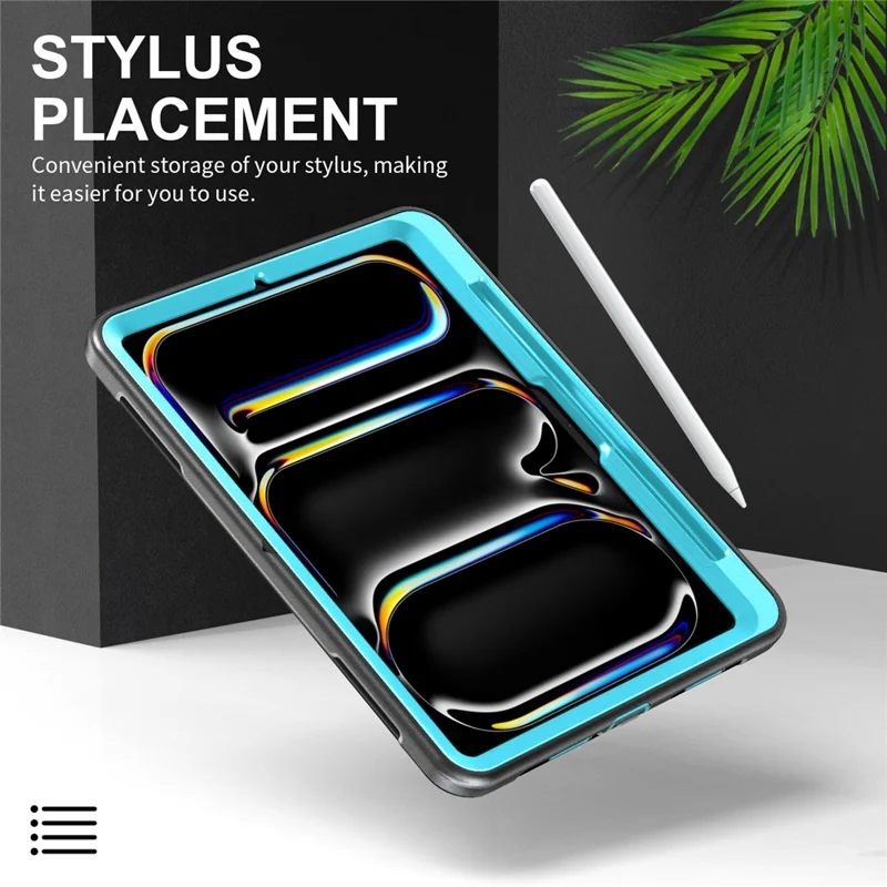 For iPad Pro 13 (2025) / 13 (2024) Case Kickstand PC + TPU Rugged Cover with Shoulder Strap - Mint Green