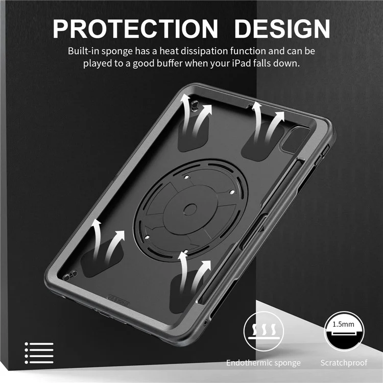Per iPad Pro 13 (2024) Custodia Supporto PC + TPU Custodia Resistente con Tracolla - Nero