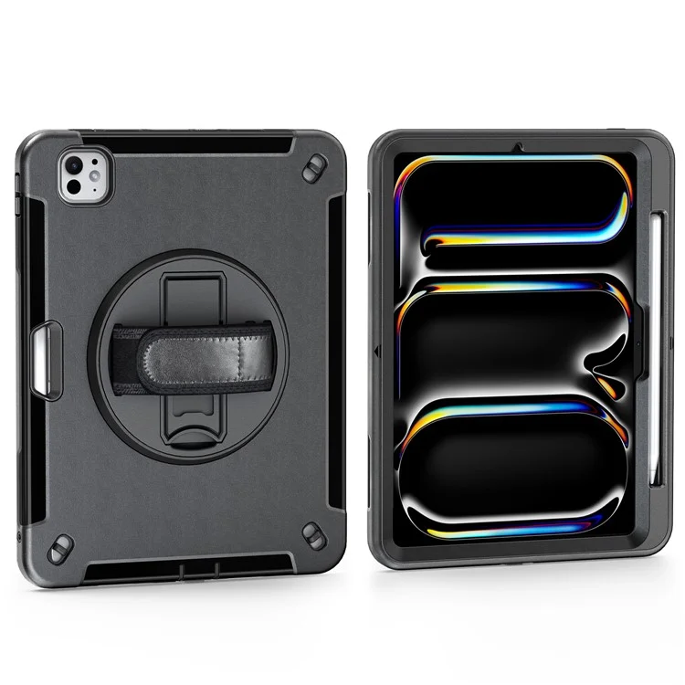 Per iPad Pro 13 (2024) Custodia Supporto PC + TPU Custodia Resistente con Tracolla - Nero