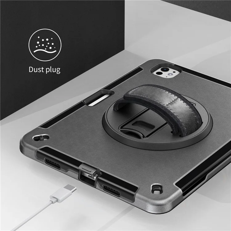 Per iPad Pro 13 (2024) Custodia Supporto PC + TPU Custodia Resistente con Tracolla - Nero