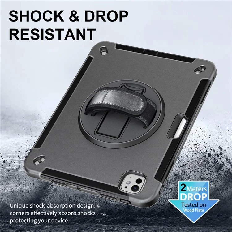 Per iPad Pro 13 (2024) Custodia Supporto PC + TPU Custodia Resistente con Tracolla - Nero