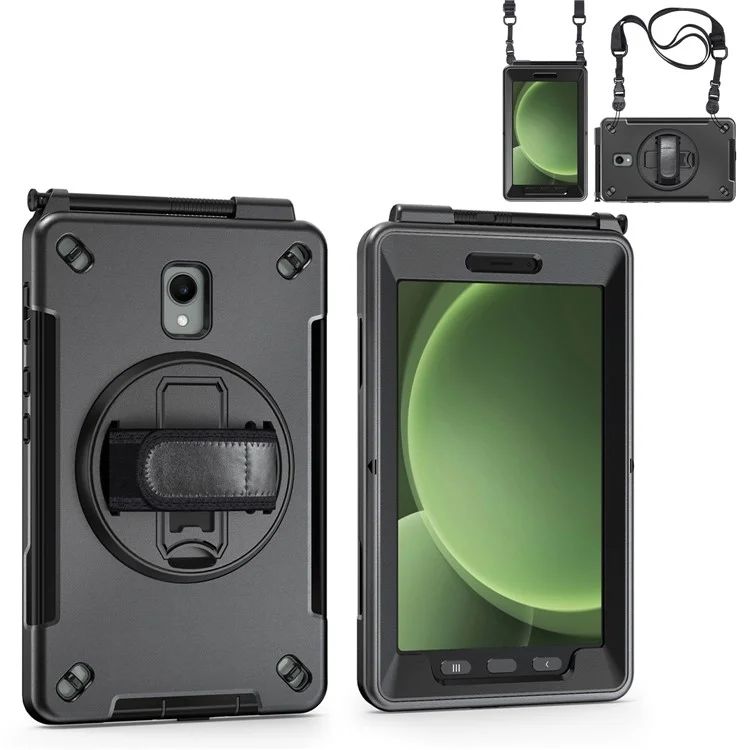 Für Samsung Galaxy Tab Active 3 / Active5 X306B Case Kickstand PC + TPU Tablet Cover mit Stiftfach, Schultergurt