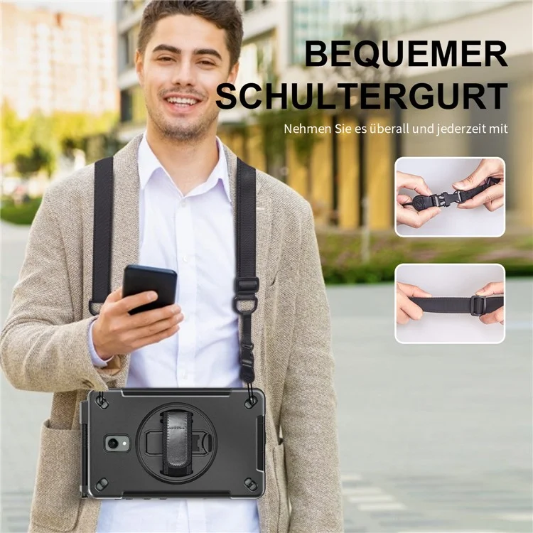 Für Samsung Galaxy Tab Active 3 / Active5 X306B Case Kickstand PC + TPU Tablet Cover mit Stiftfach, Schultergurt