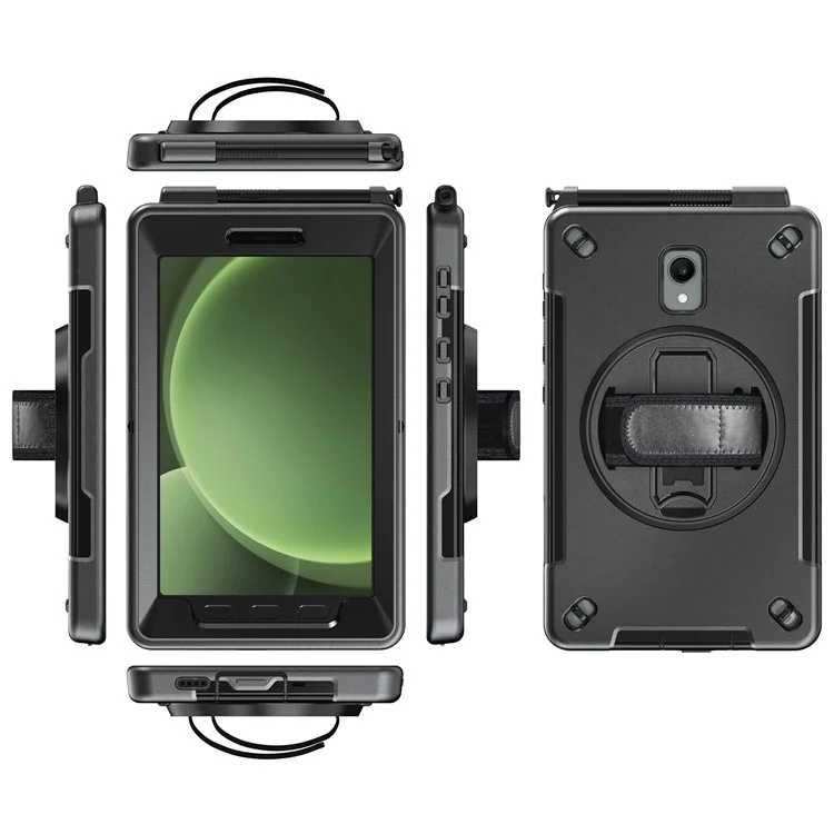 Für Samsung Galaxy Tab Active 3 / Active5 X306B Case Kickstand PC + TPU Tablet Cover mit Stiftfach, Schultergurt