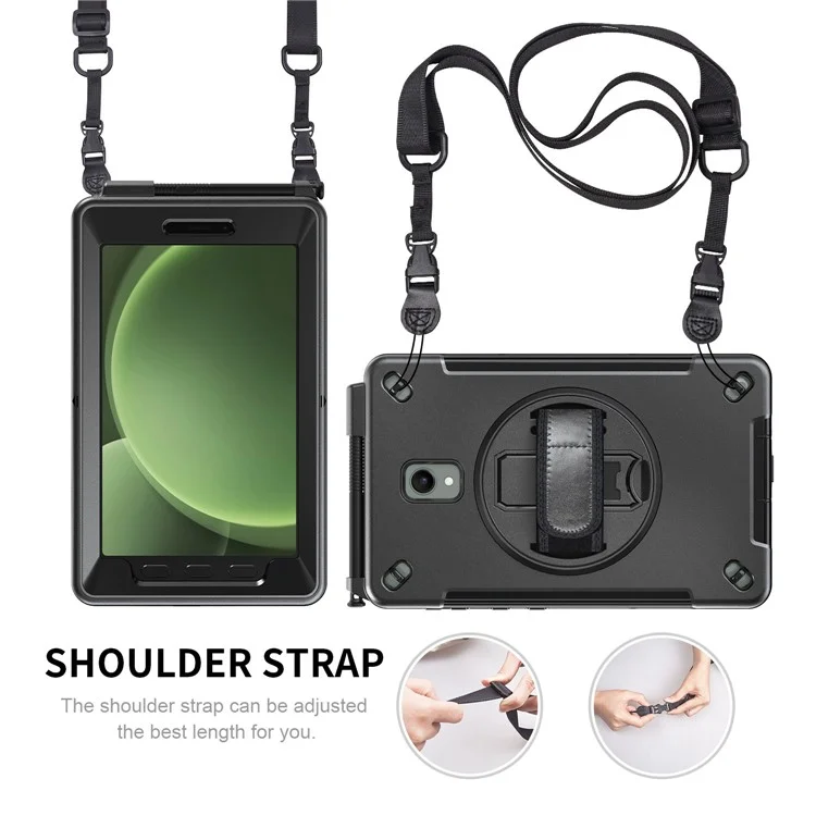 Für Samsung Galaxy Tab Active 3 / Active5 X306B Case Kickstand PC + TPU Tablet Cover mit Stiftfach, Schultergurt
