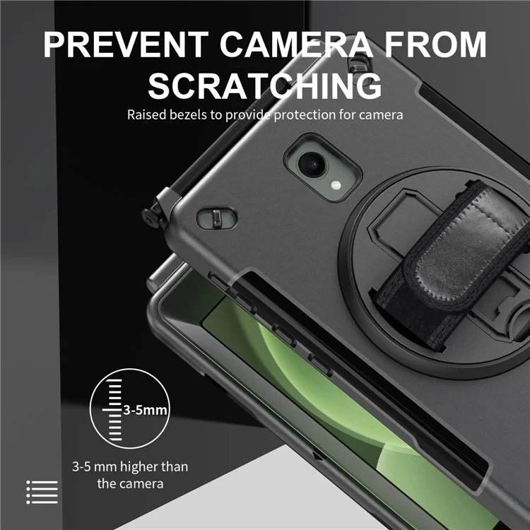 Für Samsung Galaxy Tab Active 3 / Active5 X306B Case Kickstand PC + TPU Tablet Cover mit Stiftfach, Schultergurt