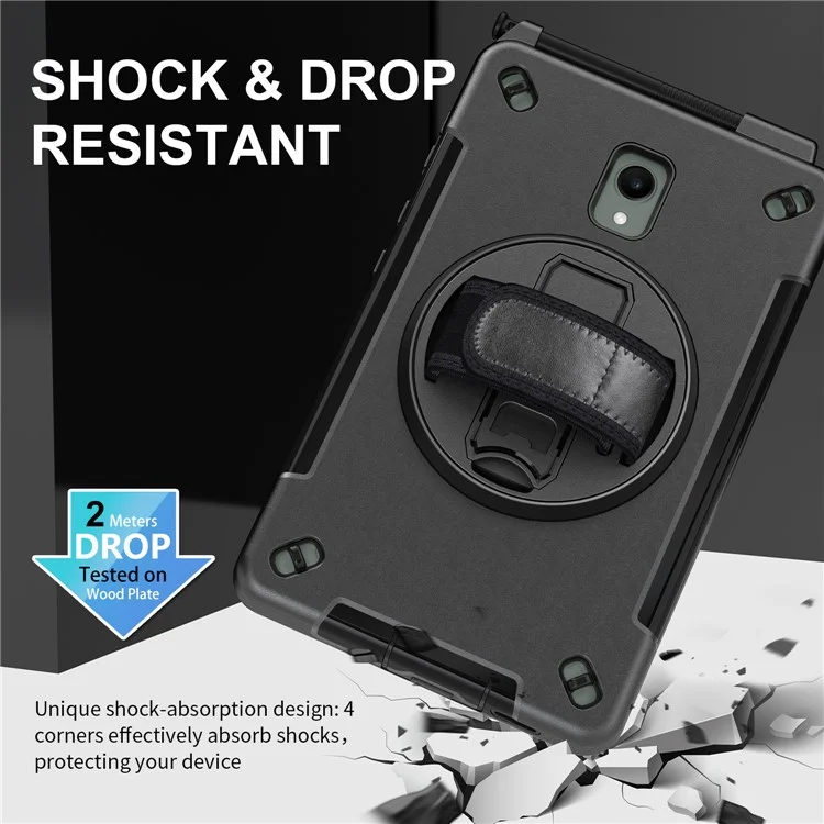 Für Samsung Galaxy Tab Active 3 / Active5 X306B Case Kickstand PC + TPU Tablet Cover mit Stiftfach, Schultergurt