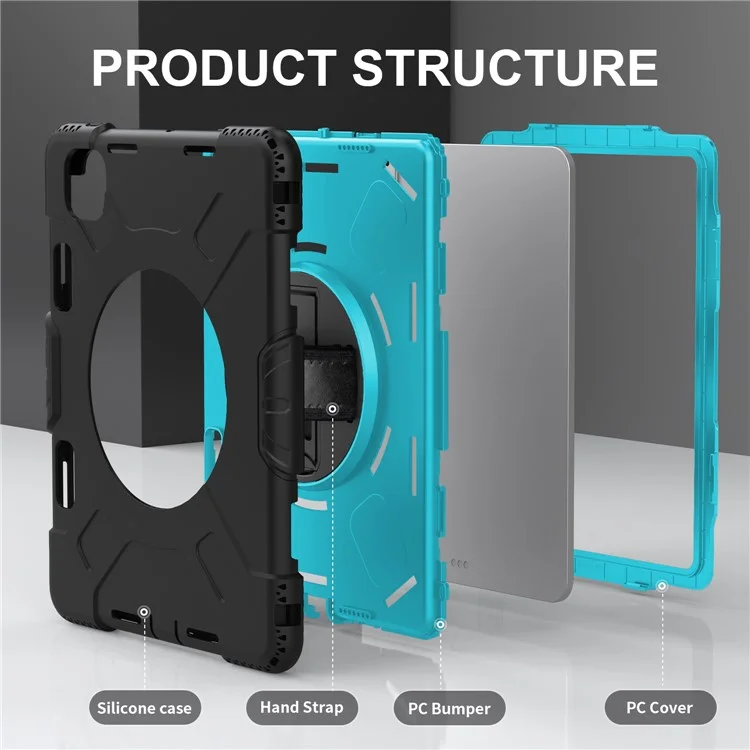 Para iPad Pro 11 (2024) Capa com Suporte Antirrisco Capa de Tablet com Alça de Ombro - Verde Menta