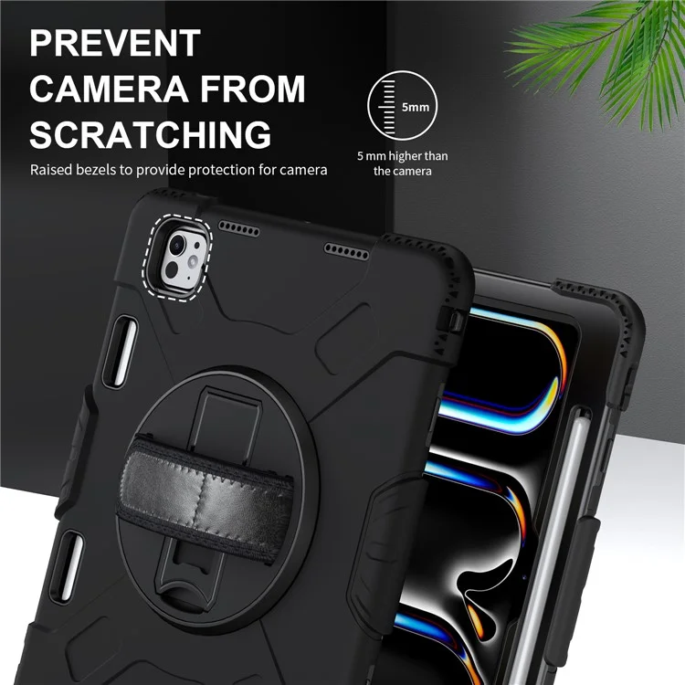 Per iPad Pro 11 (2024) Custodia con supporto Antigraffio Custodia per tablet con tracolla - Nero