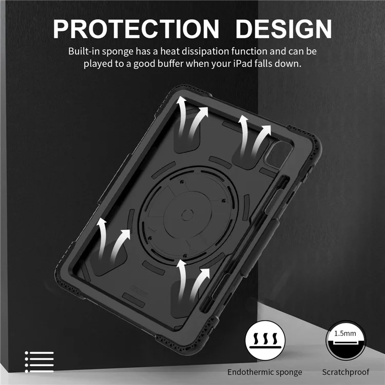 Per iPad Pro 11 (2024) Custodia con supporto Antigraffio Custodia per tablet con tracolla - Nero