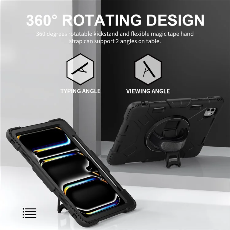 Per iPad Pro 11 (2024) Custodia con supporto Antigraffio Custodia per tablet con tracolla - Nero