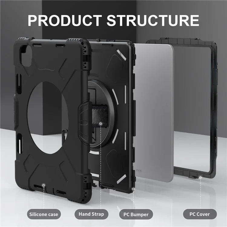Per iPad Pro 11 (2024) Custodia con supporto Antigraffio Custodia per tablet con tracolla - Nero