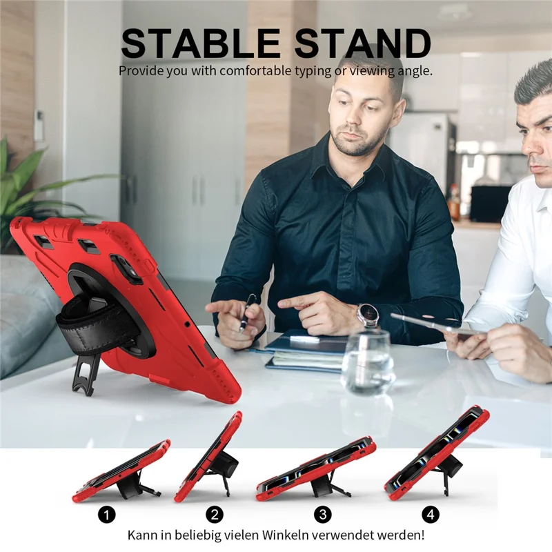 For iPad Pro 11 (2025) / 11 (2024) Kickstand Case Anti-Scratch Tablet Cover with Shoulder Strap - Red