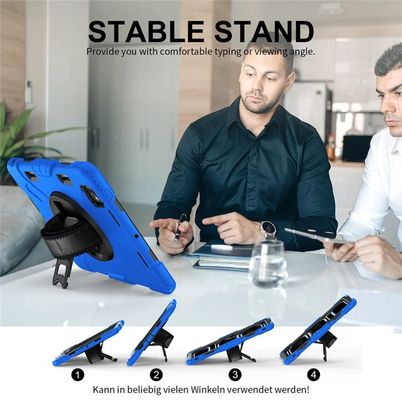 For iPad Pro 11 (2025) / 11 (2024) Kickstand Case Anti-Scratch Tablet Cover with Shoulder Strap - Blue