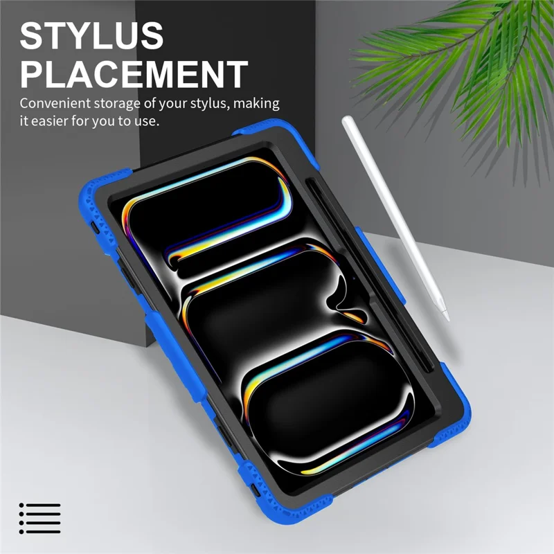 For iPad Pro 11 (2025) / 11 (2024) Kickstand Case Anti-Scratch Tablet Cover with Shoulder Strap - Blue