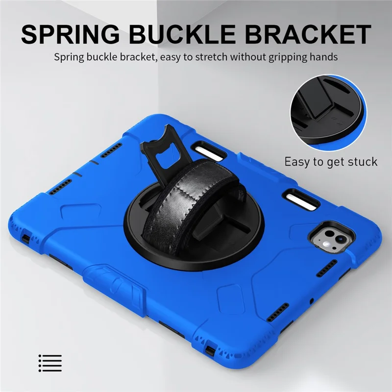 For iPad Pro 11 (2025) / 11 (2024) Kickstand Case Anti-Scratch Tablet Cover with Shoulder Strap - Blue