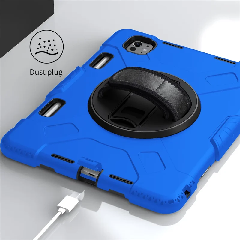 For iPad Pro 11 (2025) / 11 (2024) Kickstand Case Anti-Scratch Tablet Cover with Shoulder Strap - Blue
