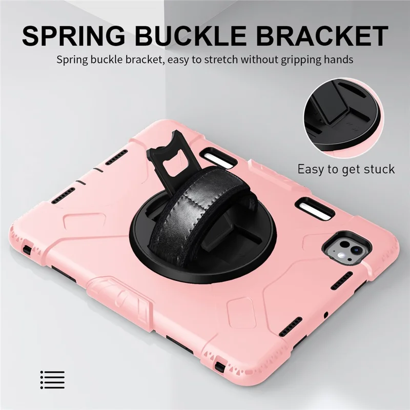 Per iPad Pro 11 (2024) Kickstand Case Anti-Scratch Tablet Cover con tracolla - Rose Gold