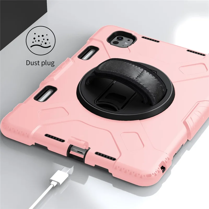 Per iPad Pro 11 (2024) Kickstand Case Anti-Scratch Tablet Cover con tracolla - Rose Gold