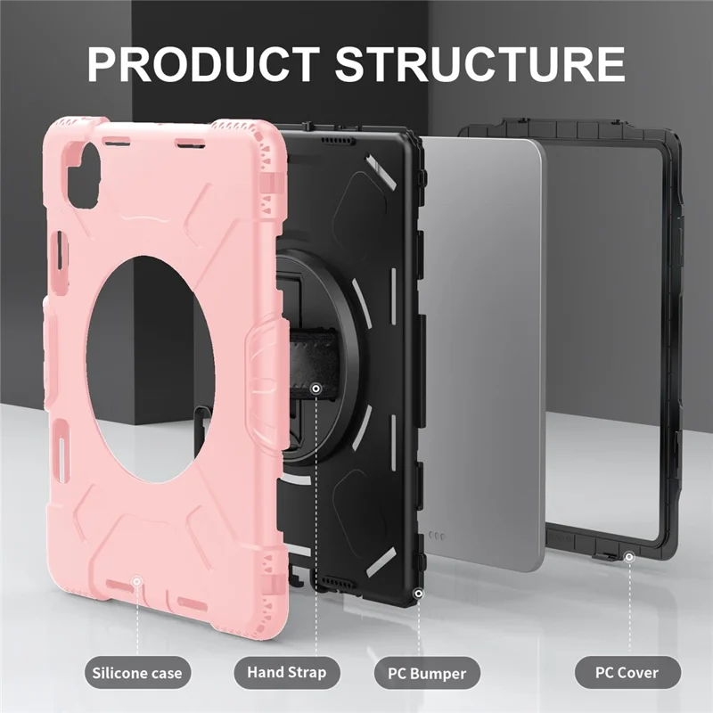 Per iPad Pro 11 (2024) Kickstand Case Anti-Scratch Tablet Cover con tracolla - Rose Gold