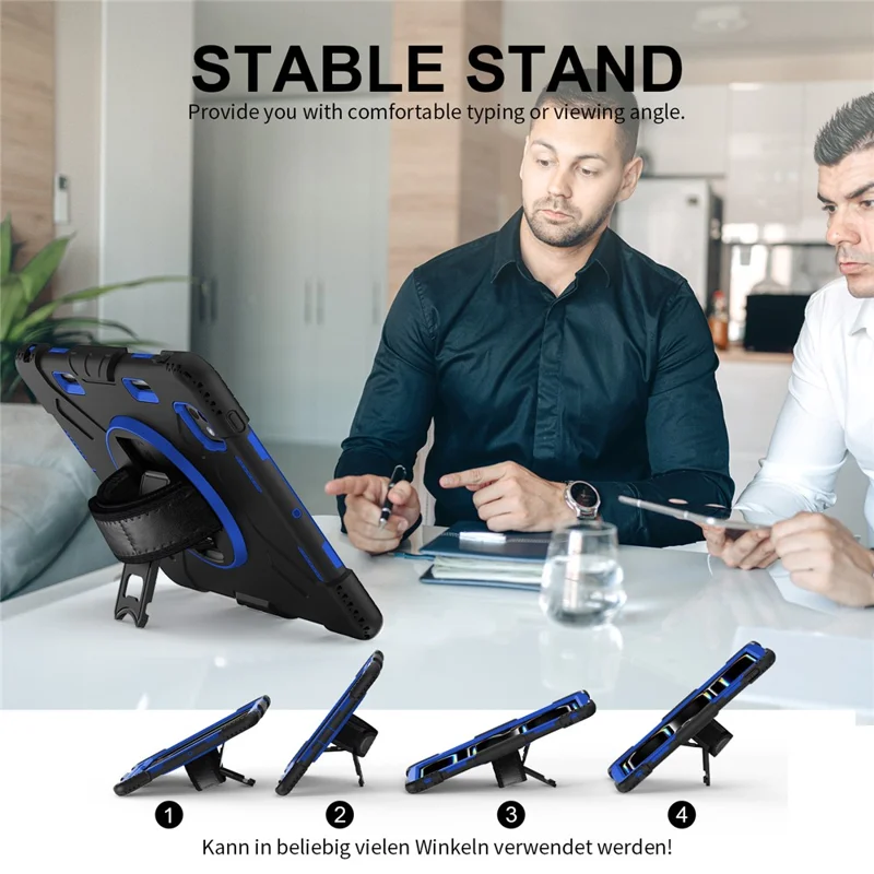 For iPad Pro 11 (2025) / 11 (2024) Kickstand Case Anti-Scratch Tablet Cover with Shoulder Strap - Dark Blue