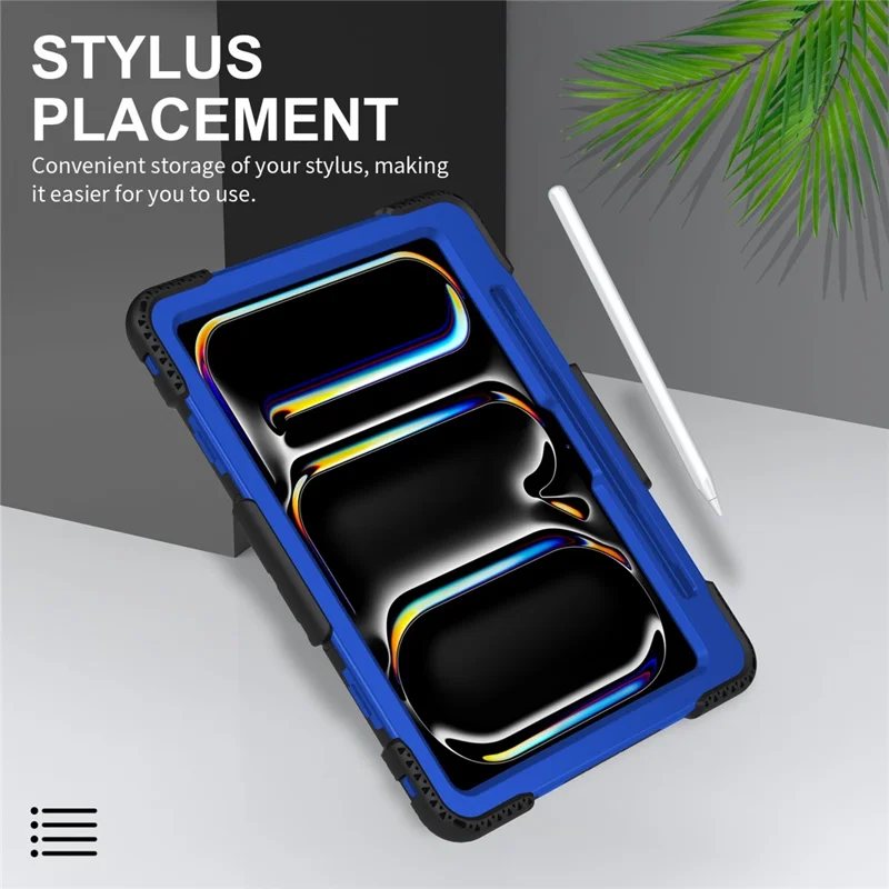 For iPad Pro 11 (2025) / 11 (2024) Kickstand Case Anti-Scratch Tablet Cover with Shoulder Strap - Dark Blue