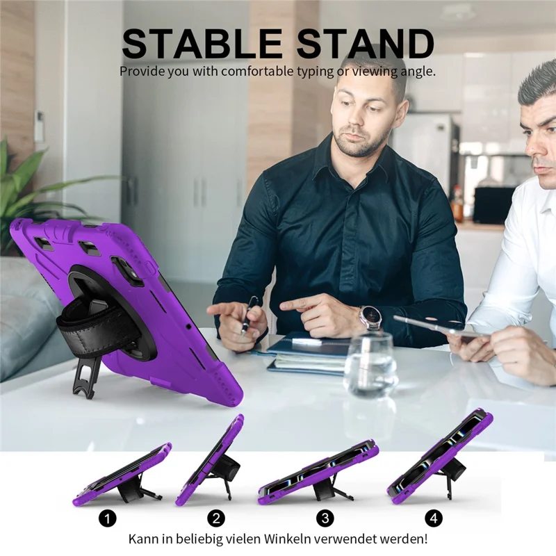 For iPad Pro 11 (2024) Coque de support Étui anti-rayures Housse pour tablette avec sangle d'épaule - Violet