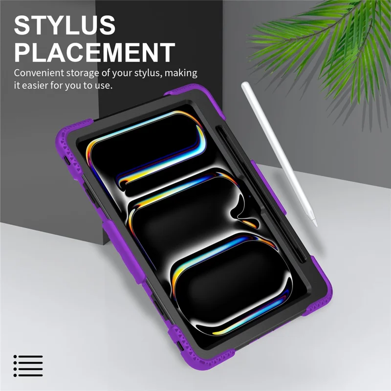 For iPad Pro 11 (2024) Coque de support Étui anti-rayures Housse pour tablette avec sangle d'épaule - Violet