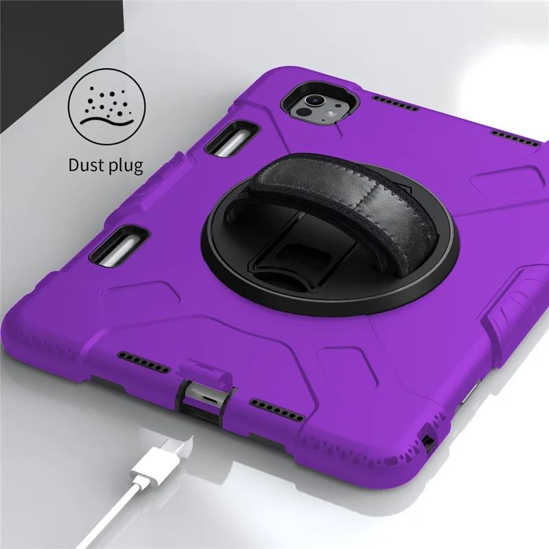 For iPad Pro 11 (2024) Coque de support Étui anti-rayures Housse pour tablette avec sangle d'épaule - Violet