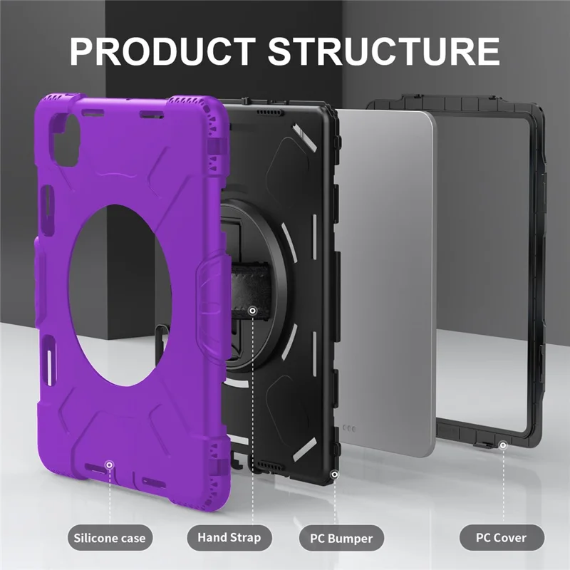 For iPad Pro 11 (2024) Coque de support Étui anti-rayures Housse pour tablette avec sangle d'épaule - Violet
