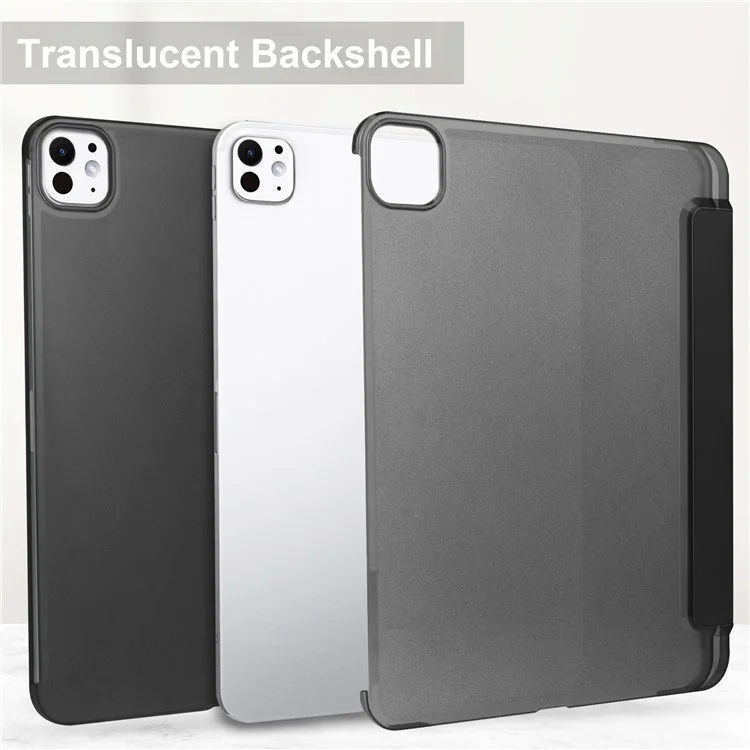 Para o iPad Pro 11 (2024) Capa com Suporte Couro PU + PC Parte Traseira Fosca - Preto