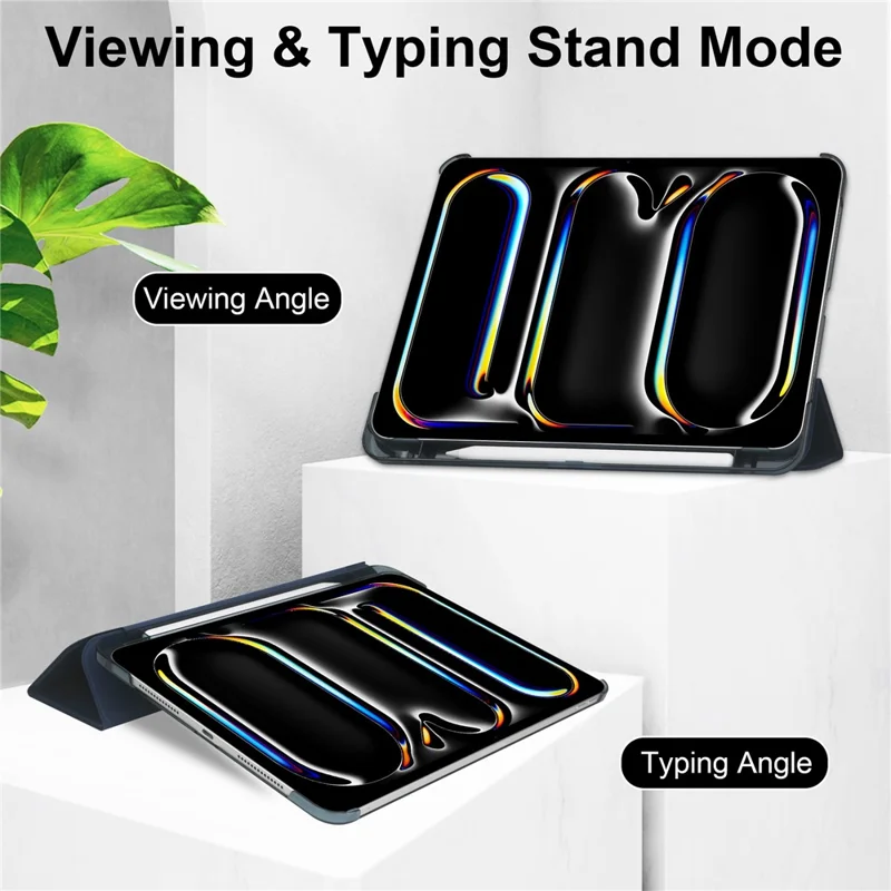 For iPad Pro 11 (2025) / 11 (2024) Case Stand PU Leather + PC Matte Back Tablet Case - Dark Blue