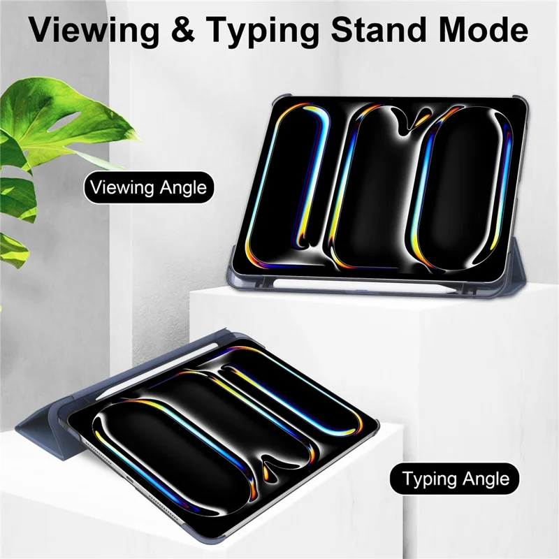 Voor iPad Pro 11 (2025) / 11 (2024) Hoesje Stand PU Leer + PC Matte Achterkant Tablet Hoesje - Paars