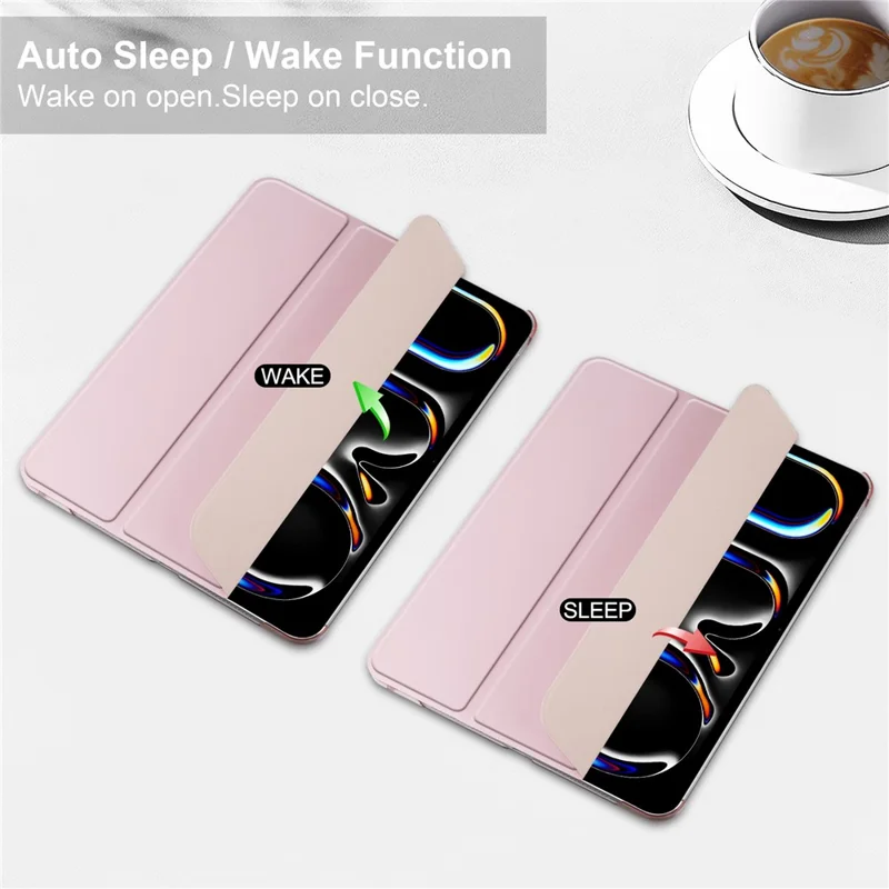For iPad Pro 11 (2025) / 11 (2024) Case Stand PU Leather + PC Matte Back Tablet Case - Rose Gold