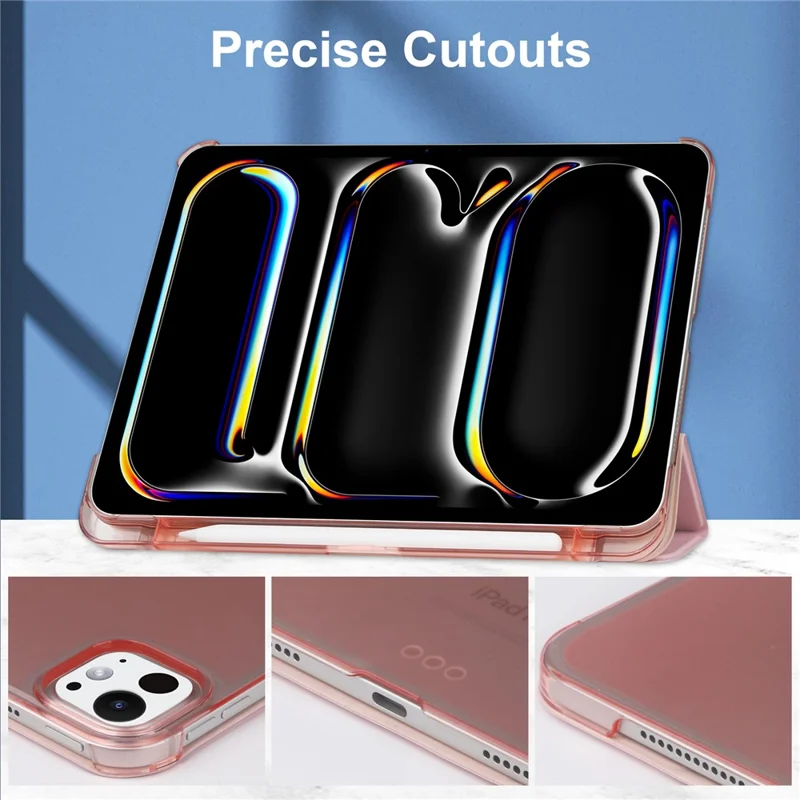 For iPad Pro 11 (2025) / 11 (2024) Case Stand PU Leather + PC Matte Back Tablet Case - Rose Gold