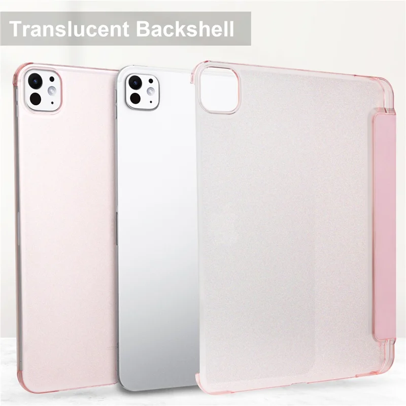 For iPad Pro 11 (2025) / 11 (2024) Case Stand PU Leather + PC Matte Back Tablet Case - Rose Gold