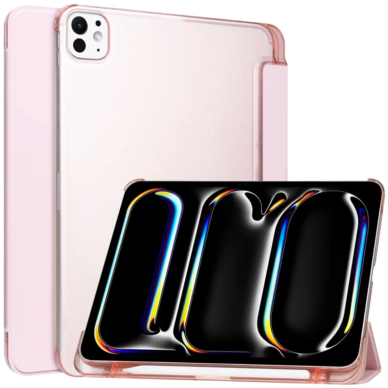 For iPad Pro 13 (2025) / 13 (2024) Stand Case PU Leather + PC Matte Back Tablet Case with Pen Slot - Rose Gold