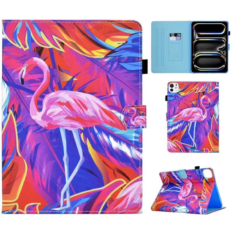 For iPad Pro 11 (2024) Tablet Cover Shockproof Leather Card Holder Stand Case - Bird