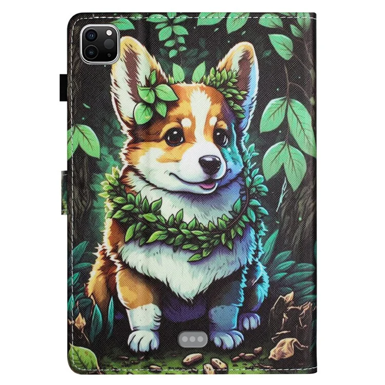 Para iPad Pro 11 (2024) Capa Protetora de Couro com Suporte e Porta-Cartões à Prova de Choque - Corgi