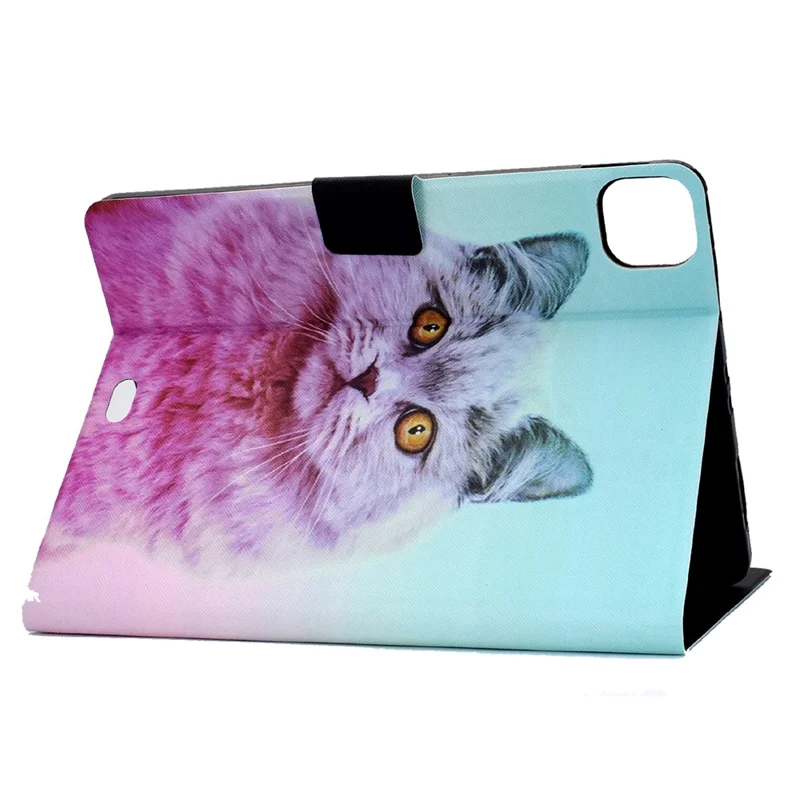 A1 For iPad Pro 11 (2024) Case Anti-Drop Card Holder Stand Leather Tablet Cover - Pink Cat