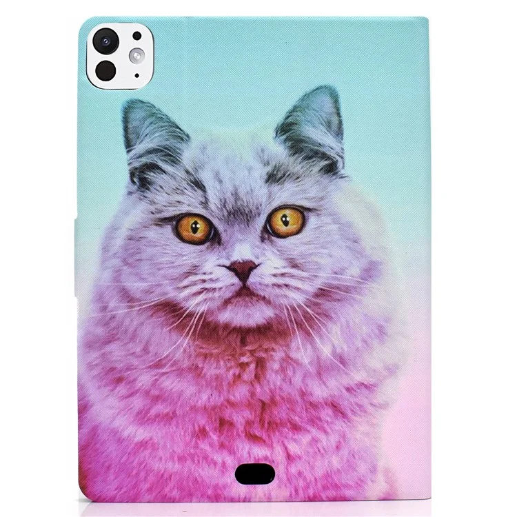A1 For iPad Pro 11 (2024) Case Anti-Drop Card Holder Stand Leather Tablet Cover - Pink Cat