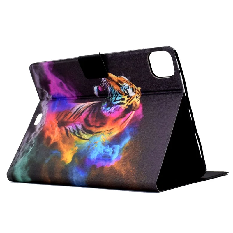 For iPad Pro 11 (2025) / (2024) Case Pattern Leather Tablet Protective Cover Auto Sleep / Wake - Colorful Tiger