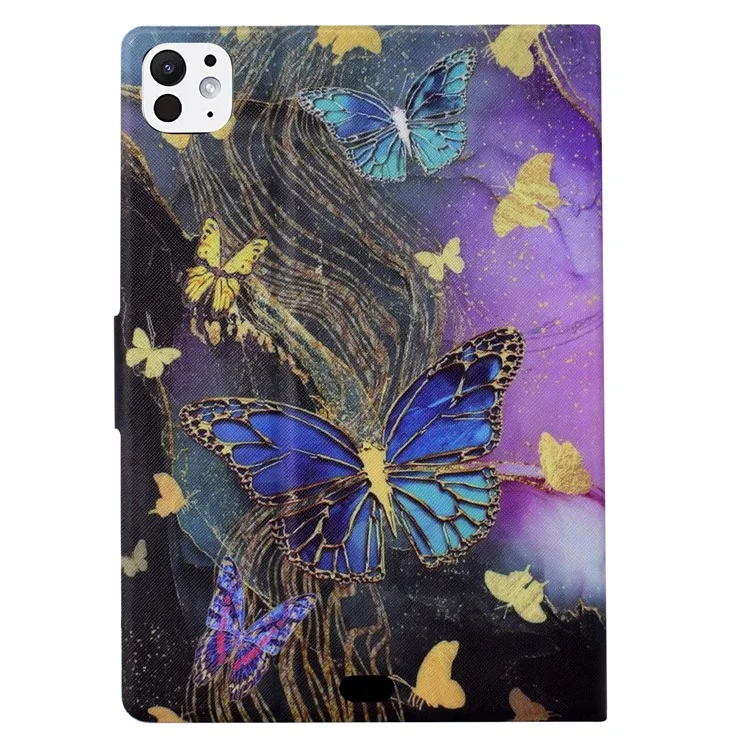 Para iPad Pro 11 (2024) Case Pattern Leather Tablet Protective Cover Auto Sleep / Wake - Golden Butterflies