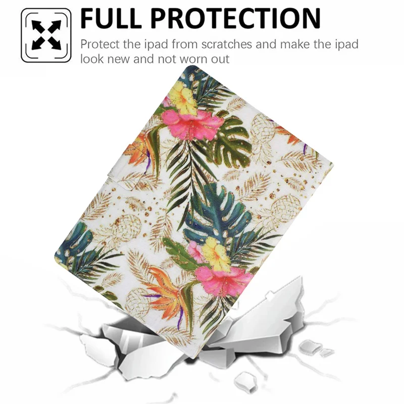 For iPad Pro 11 (2025) / (2024) Case Pattern Leather Tablet Protective Cover Auto Sleep / Wake - Golden Pineapple